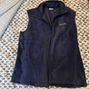 Columbia fleece vest navy blue zip up size medium